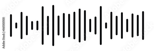 Sound / audio wave or soundwave line art vector icon for music apps and websites.Vector sound wave icon. Music player sound bar. Record interface. Equalizer icon with soundwave line. 