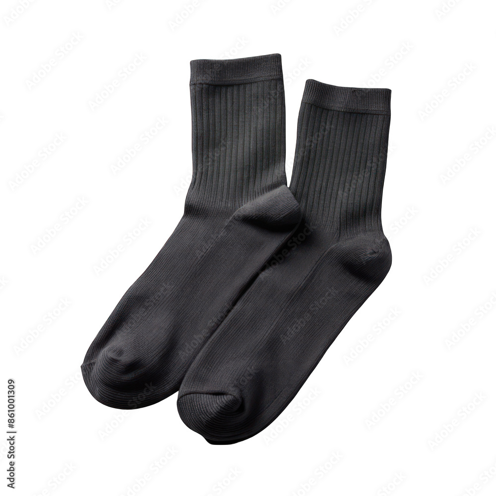 Pair of black cotton socks isolated on transparent background Pair of black cotton socks isolated on transparent background