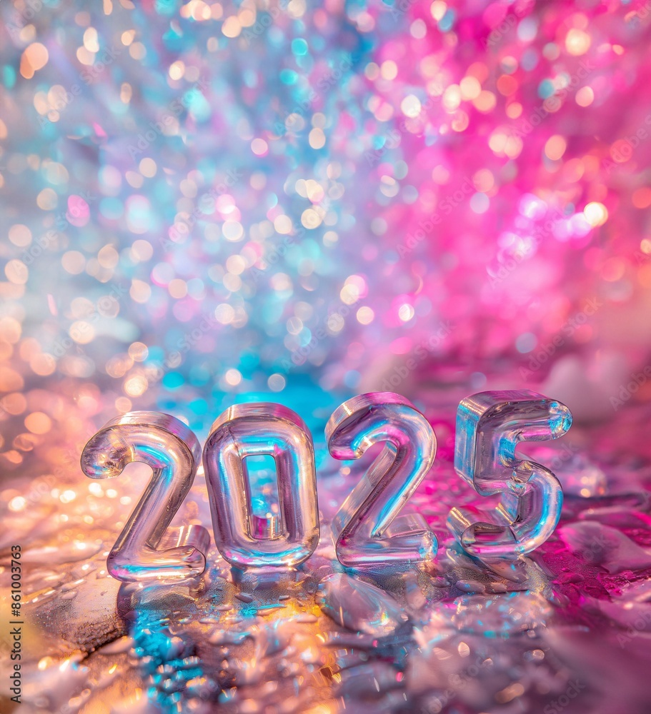 Numbers 2025 for celebrating the new year 2025 Holographic fluid liquid glitter illustration art Numbers 2025 for celebrating the new year 2025 Holographic fluid liquid glitter illustration art