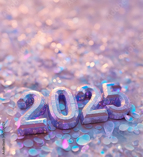Numbers 2025 for celebrating the new year 2025 Holographic fluid liquid glitter illustration art
