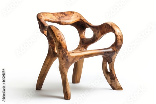 wooden art chair on white background