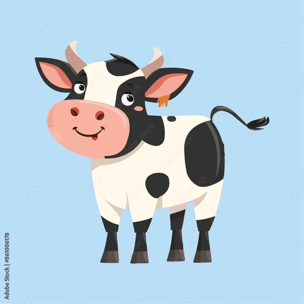 a happy Cattle cartoon character a happy Cattle cartoon character