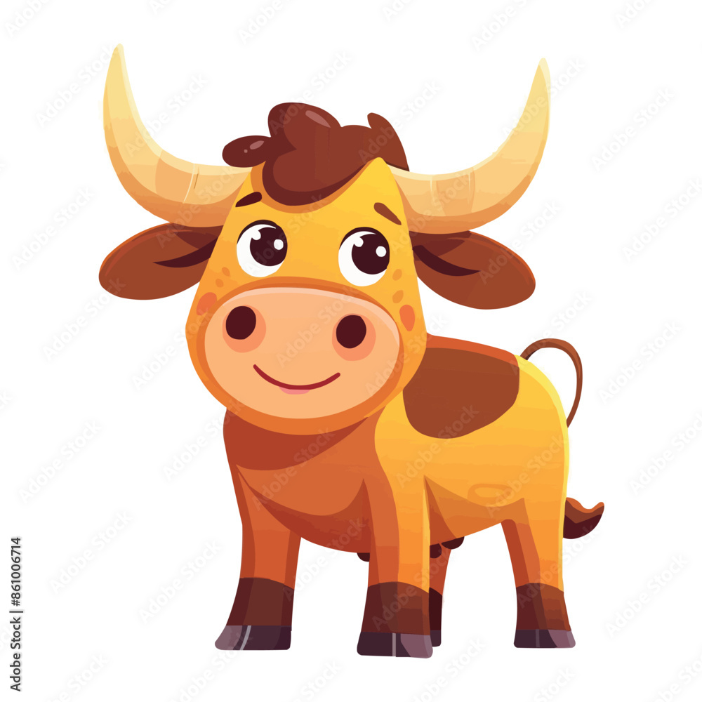 a happy Cattle cartoon character a happy Cattle cartoon character