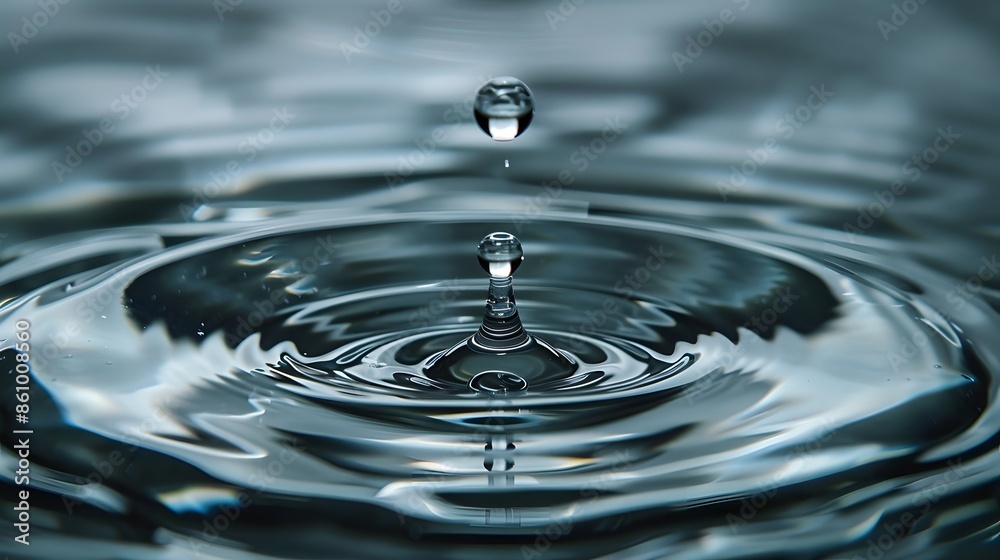 Water Droplet Falling Into Still Water Creating Ripples Water Droplet Falling Into Still Water Creating Ripples