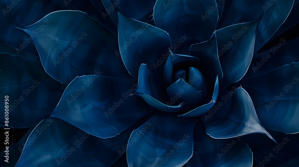 agave cactus abstract natural pattern background dark blue toned : Generative AI agave cactus abstract natural pattern background dark blue toned : Generative AI