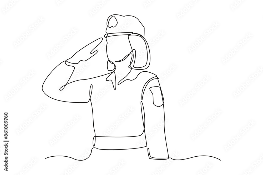 Single continuous line drawing a policeman pays his respects during the ceremony. police activities minimalist concept. One line draw graphic design vector illustration. Single continuous line drawing a policeman pays his respects during the ceremony. police activities minimalist concept. One line draw graphic design vector illustration.