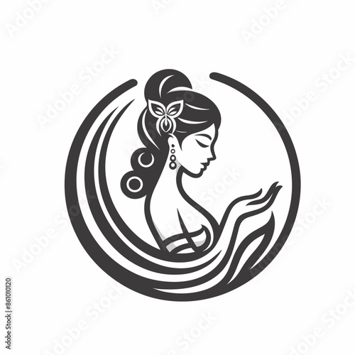 Create a logo that looks ASEAN with a figure of a woman as the main object For beauty and food and herbal businesses
