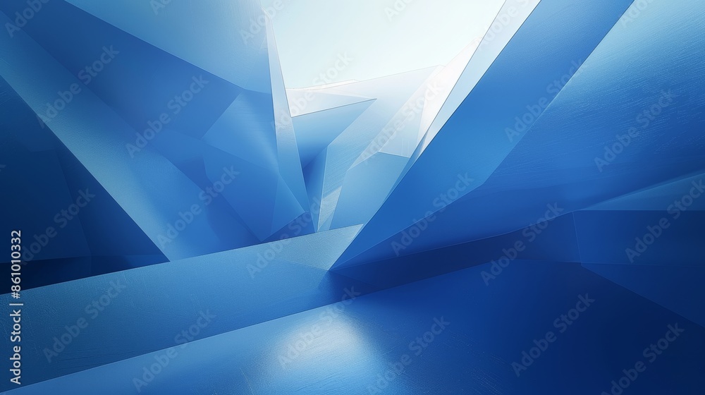 Geometric shapes hovering in an expansive blue space, abstract and floating, creating a mesmerizing visual effect Geometric shapes hovering in an expansive blue space, abstract and floating, creating a mesmerizing visual effect