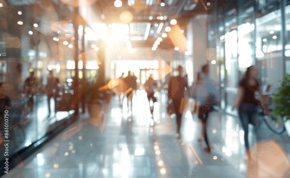 Busy office space in a modern interior design, walking past each other, conceptual, blurry photography Busy office space in a modern interior design, walking past each other, conceptual, blurry photography