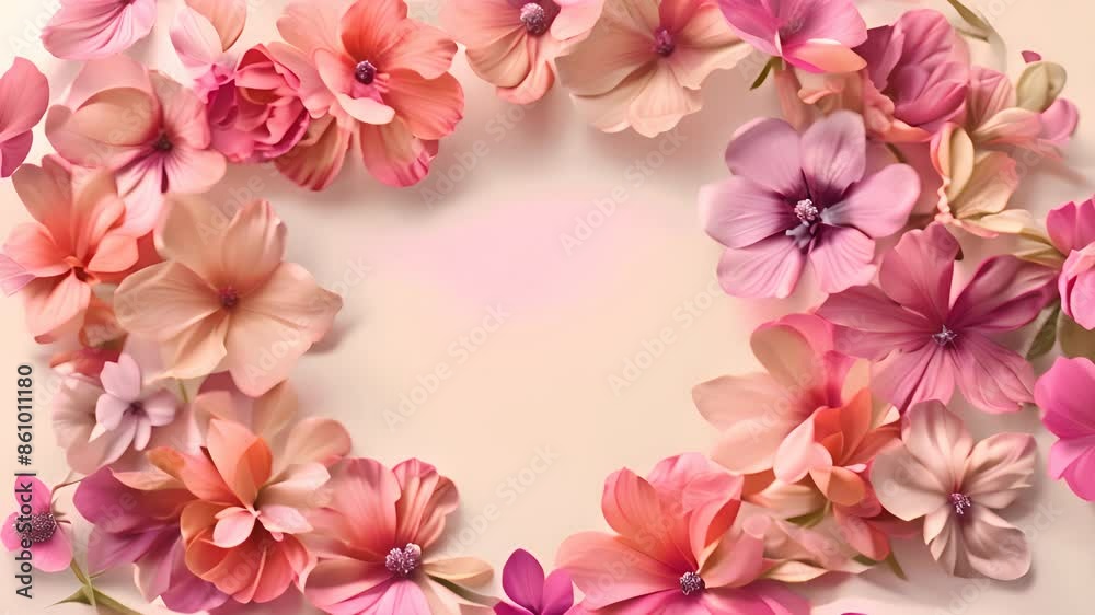 Elegant Pink and Peach Floral Frame with Delicate Blooms Elegant Pink and Peach Floral Frame with Delicate Blooms