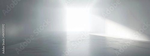 white Empty room with shadows of window. Blurred white studio background. Beige wall with shadows in empty room white wall background.