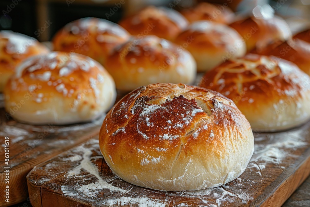 the process of baking round bread in the oven. the process of baking round bread in the oven.