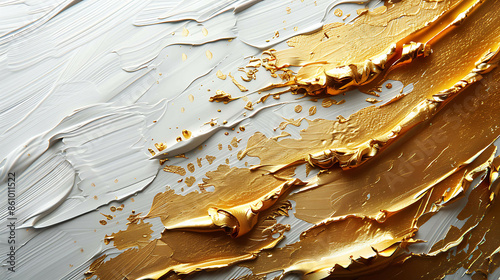 Abstract gold and silver background, textured paint strokes, perfect for luxury and artistic design