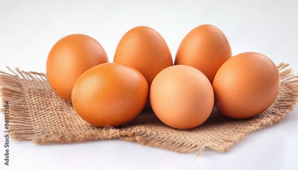 Several raw eggs on a white background. Several raw eggs on a white background.