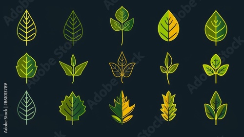 Leaf graphic with editable stroke, easily changeable colors, highlighting fine details and crisp lines for flexible design use photo