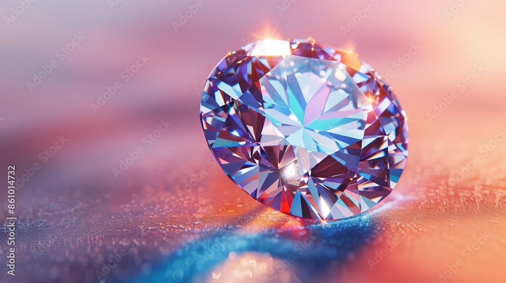 Close-up of a Stunning Round Brilliant Diamond with Incredible Sparkle