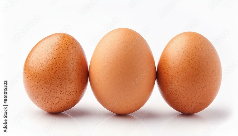 Several raw eggs on a white background. Several raw eggs on a white background.
