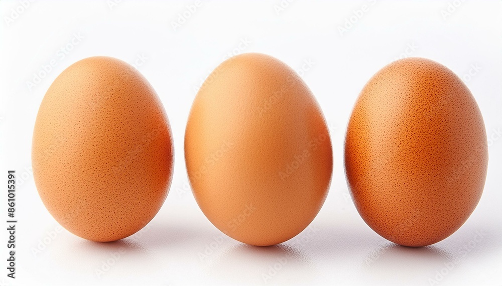 Several raw eggs on a white background. Several raw eggs on a white background.