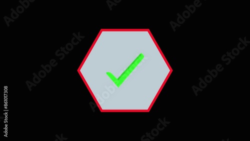 Tik mark in a shape on a black background