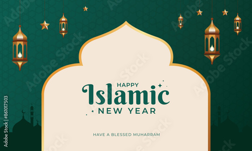 Islamic New Year Celebration Design With Lanterns