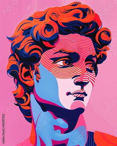 David Sculpture Neon Pop Art Illustration 