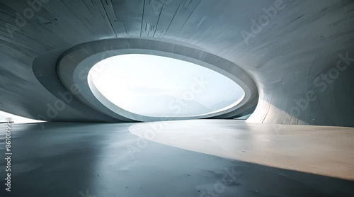 Sleek Modern Architectural Interior with Blank Concrete Floor for Vehicle Showcase