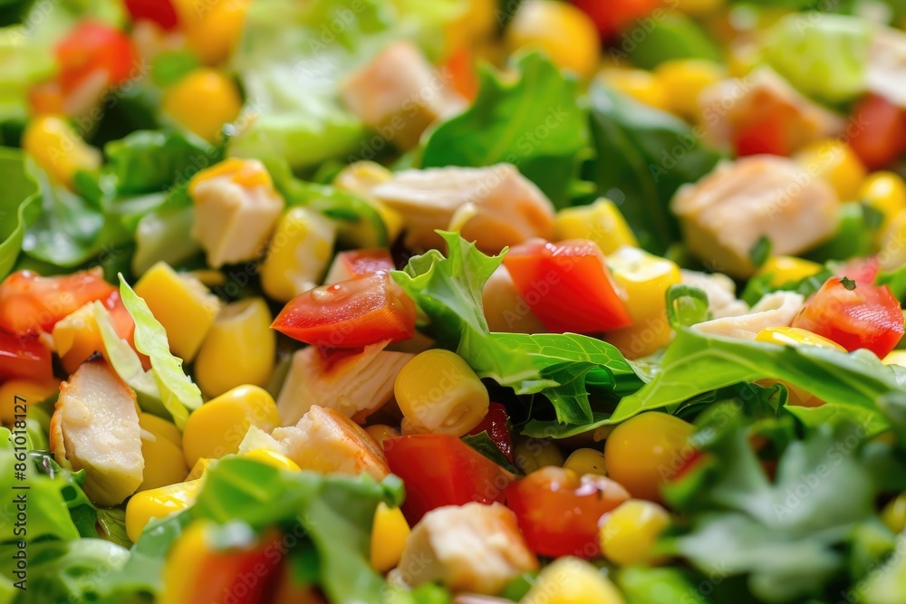 Nutritious salad with chicken and colorful veggies Nutritious salad with chicken and colorful veggies