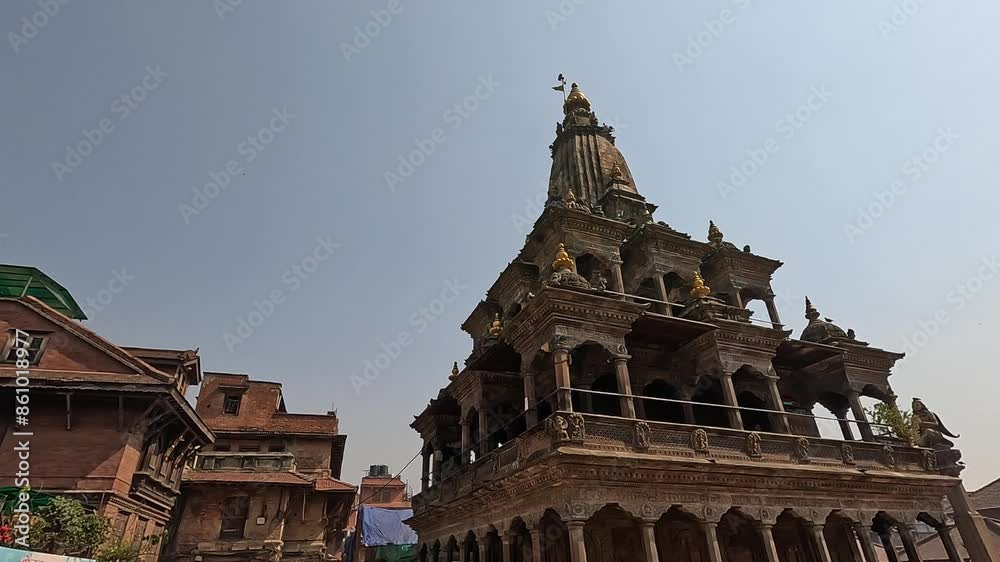 View over the Krishna Mandir temples of Patan Darbar Square. Lalitpur in Kathmandu Valley, Nepal. View over the Krishna Mandir temples of Patan Darbar Square. Lalitpur in Kathmandu Valley, Nepal.