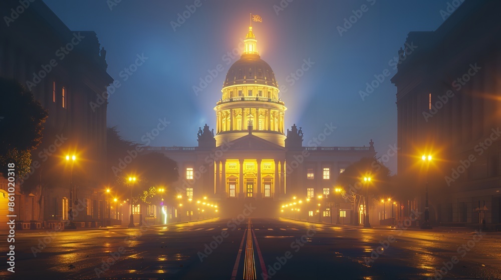 Fototapeta premium San Franciso City Hall is up for the 4th of July