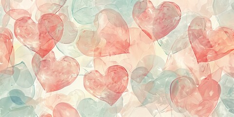 Store enrouleur  Abstract Watercolor Hearts in Pink, Red, and Green  © NpicArt