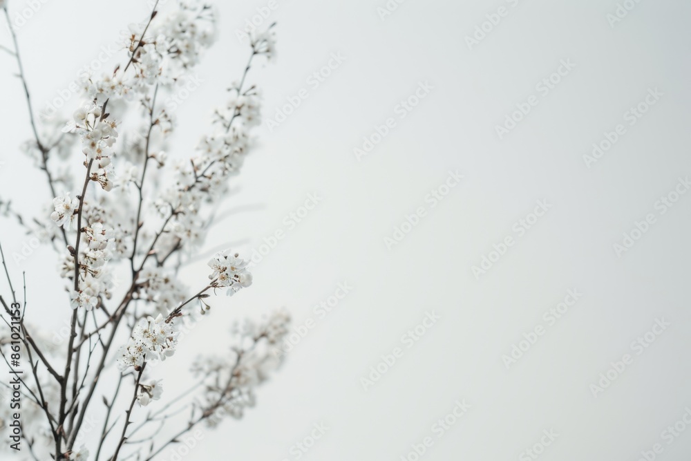 Serenity of spring. abstract white background with natural elements and tranquil atmosphere Serenity of spring. abstract white background with natural elements and tranquil atmosphere