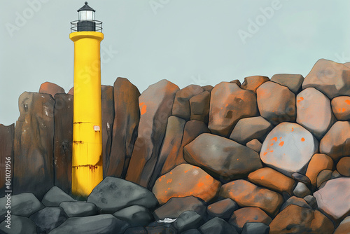 A solitary lighthouse stand...