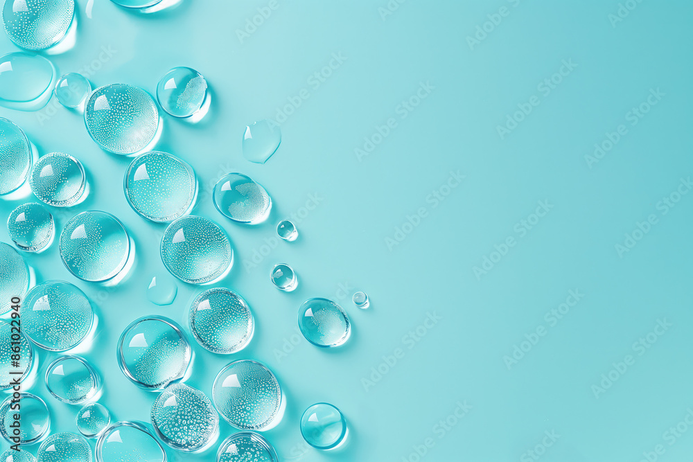 Water drops forming a refreshing abstract background on blue Water drops forming a refreshing abstract background on blue