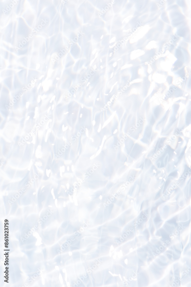 White water with ripples on the surface. Defocus blurred transparent white colored clear calm water surface texture with splashes and bubbles. Water waves with shining pattern texture background.