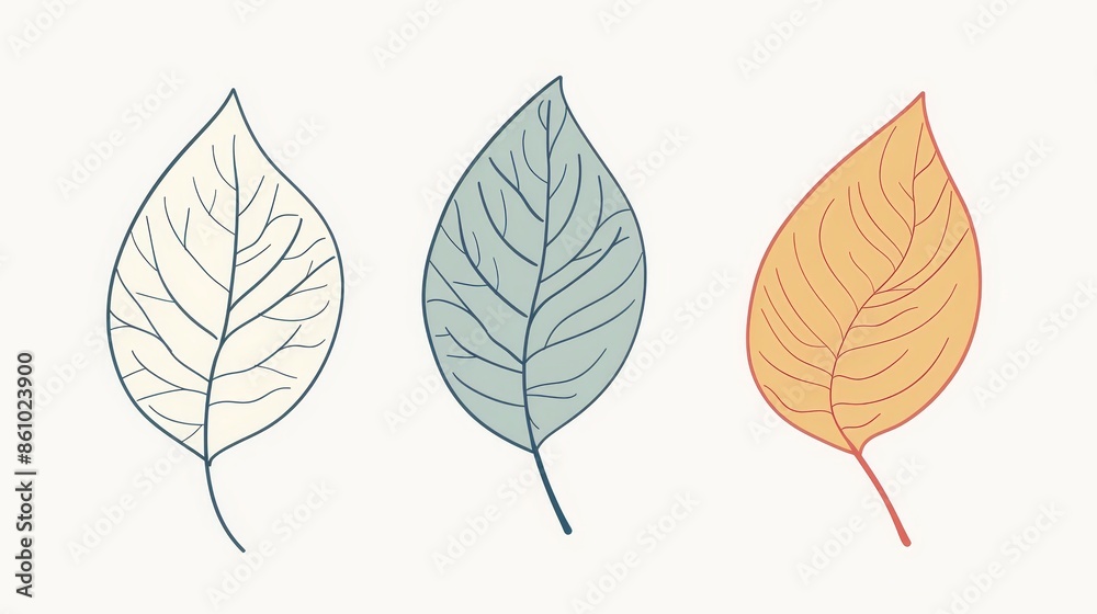 Obraz premium Simple leaf illustration with editable stroke, designed for easy color changes, featuring smooth, clean lines and a minimalistic style