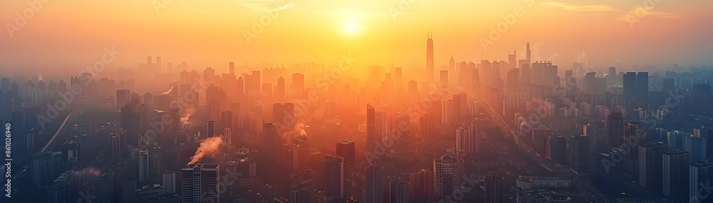 Dynamic Cityscape at Sunrise Symbolizing New Beginnings and Boundless Opportunities in Urban Life Dynamic Cityscape at Sunrise Symbolizing New Beginnings and Boundless Opportunities in Urban Life
