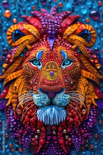 Wallpaper Mural A colorful lion made of beads and other small objects Torontodigital.ca