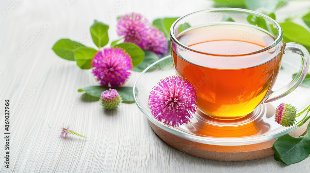 Cup of Tea with Clover Flowers Cup of Tea with Clover Flowers