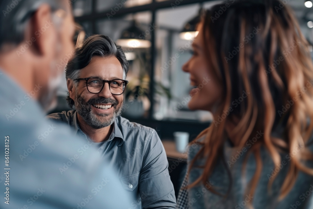 People are smiling and seem to be enjoying each other's company. People are smiling and seem to be enjoying each other's company.