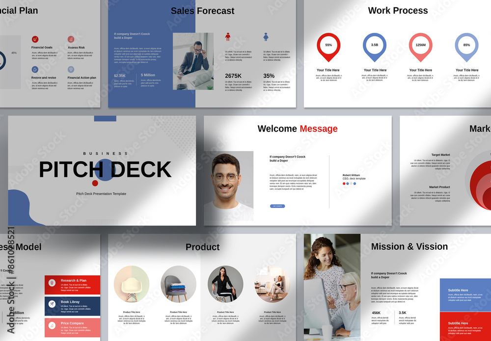 Modelo de Business Pitch Deck Presentation Template do Stock | Adobe Stock