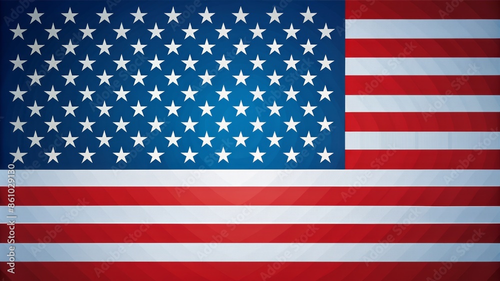 Naklejka premium American patriotic banner background featuring horizontal stripes and white stars on a blue field, symbolizing freedom and national pride.
