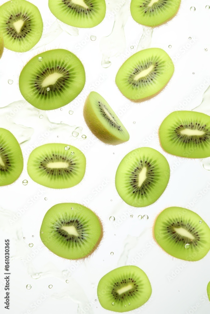Kiwi fruits fly isolated on white background Kiwi fruits fly isolated on white background