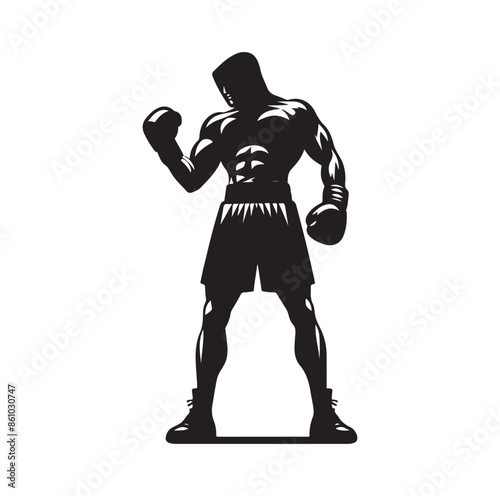 A boxer stand with pose silhouette illustration