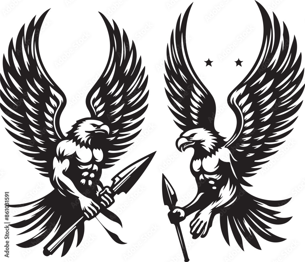 Obraz premium Eagle design silhouette vector art work EPS file, Generator AI