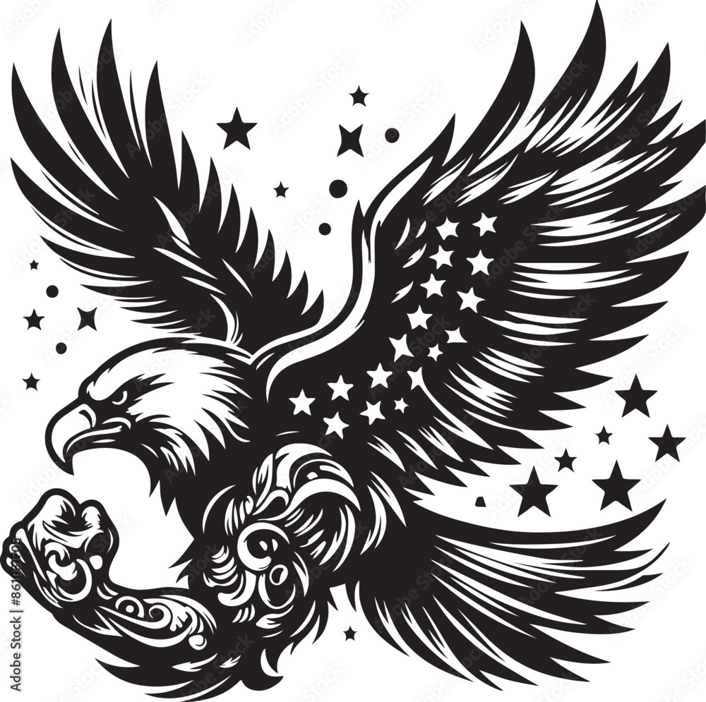 Fototapeta premium Eagle design silhouette vector art work EPS file, Generator AI