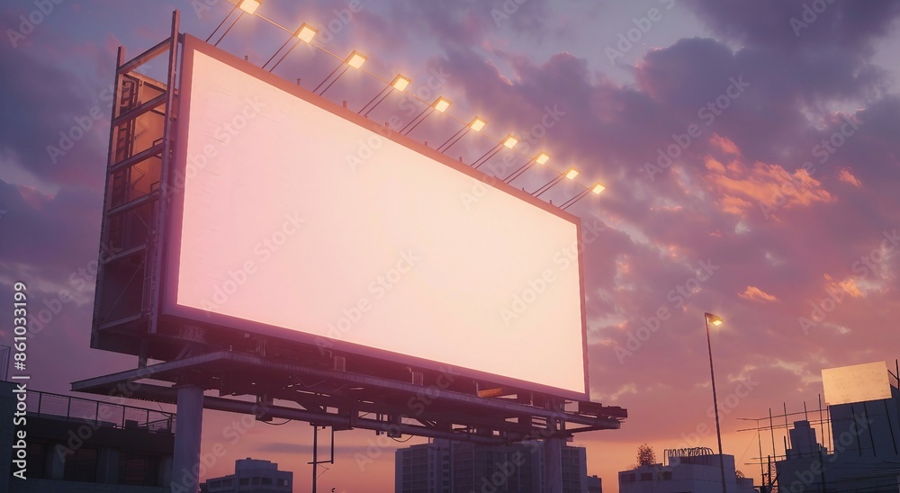 A blank billboard on the side of an empty street A blank billboard on the side of an empty street