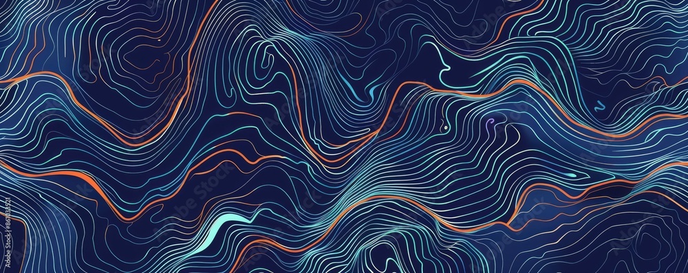 Fototapeta premium Topographic lines seamless pattern