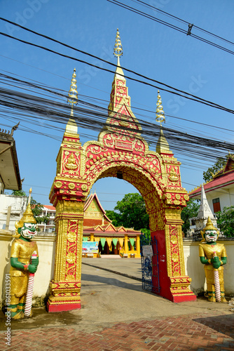 ラオスの首都ヴィエンチャンにある美しい寺院の風景Beautiful temple scenery in Vientiane, the capital of Laos photo