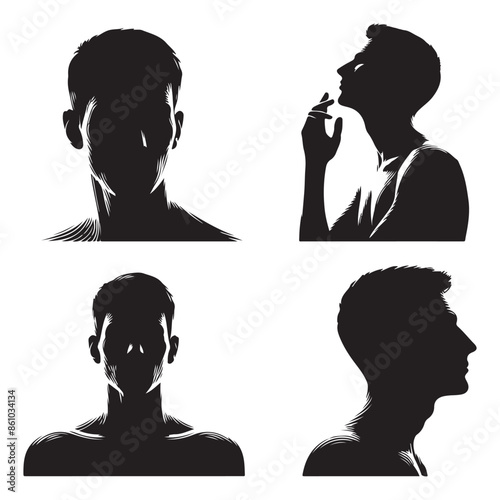 Silhouette set of a person head and shoulders