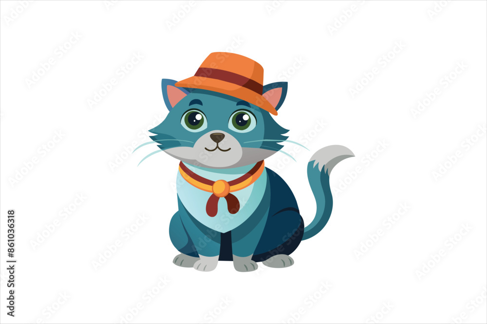 a cat wear hat vector artwork illustration a cat wear hat vector artwork illustration